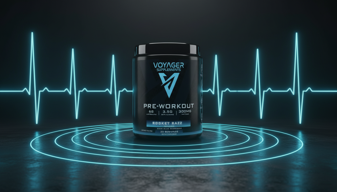 Voyager Rocket Razz pre-workout energy and focus editorial visual